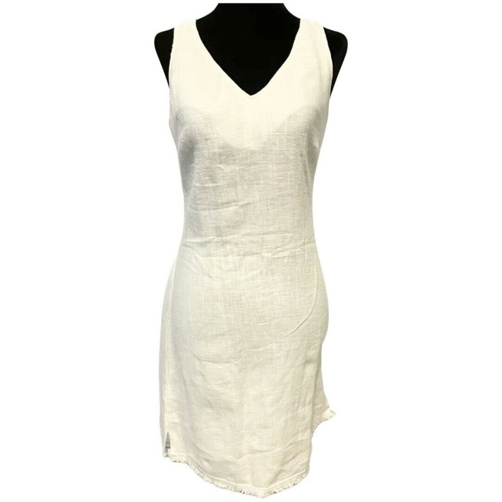 NWT Wilde Willow Equinox Bow Back Linen Mini Dress White Sz AU 8 (US Sz S)